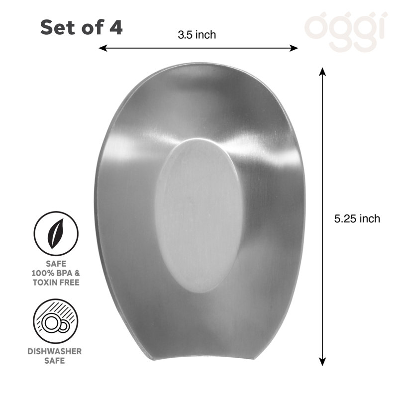 Spooner Stainless Steel Spoon Rest (5.25" x 3.5") - Set of 4