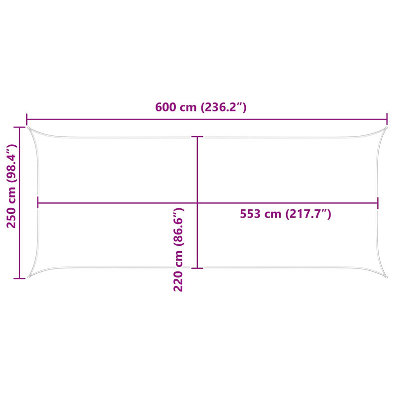 Vidaxl Sunshade Sail Oxford Fabric Rectangular Patio Shade Sunscreen Canopy, Yellow, 2.5m W x 6m L