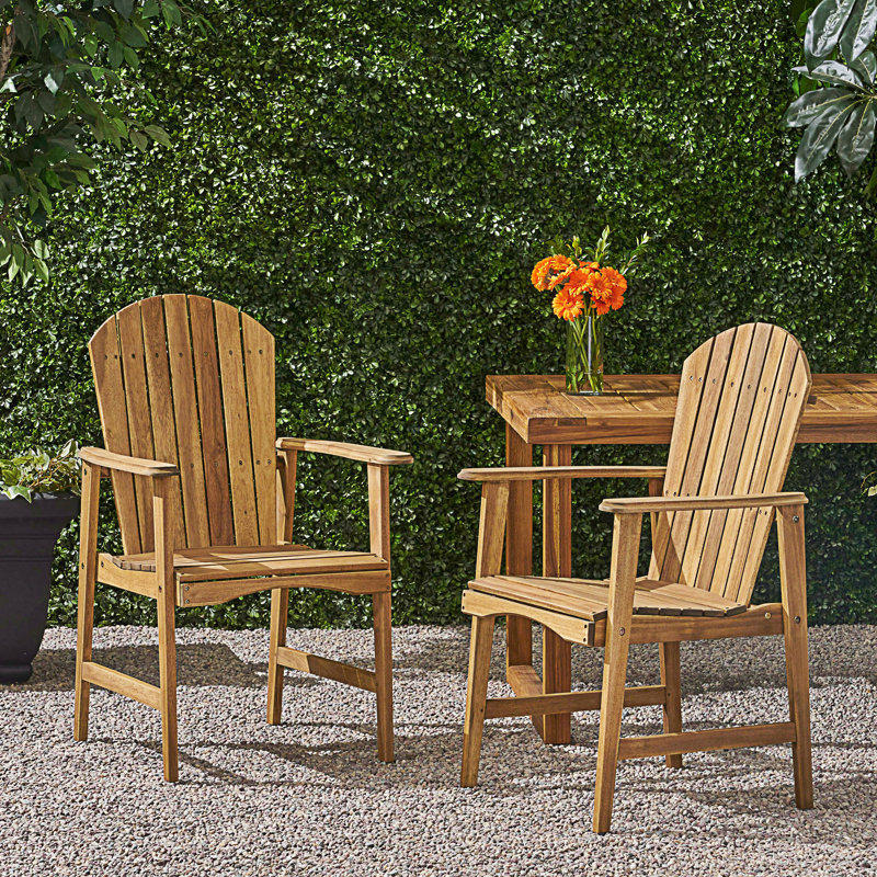 Ensemble de 2 chaises de salle à manger Adirondack résistantes aux intempéries, Naturel