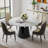 Vera 5/7 Pieces Modern Dining Room Sets, Pre-Assembly Round Dining Table Sets, Sintered Stone Tabletop Kitchen Dining Table Set With PU Upholstered Chairs-111696385-111696384
