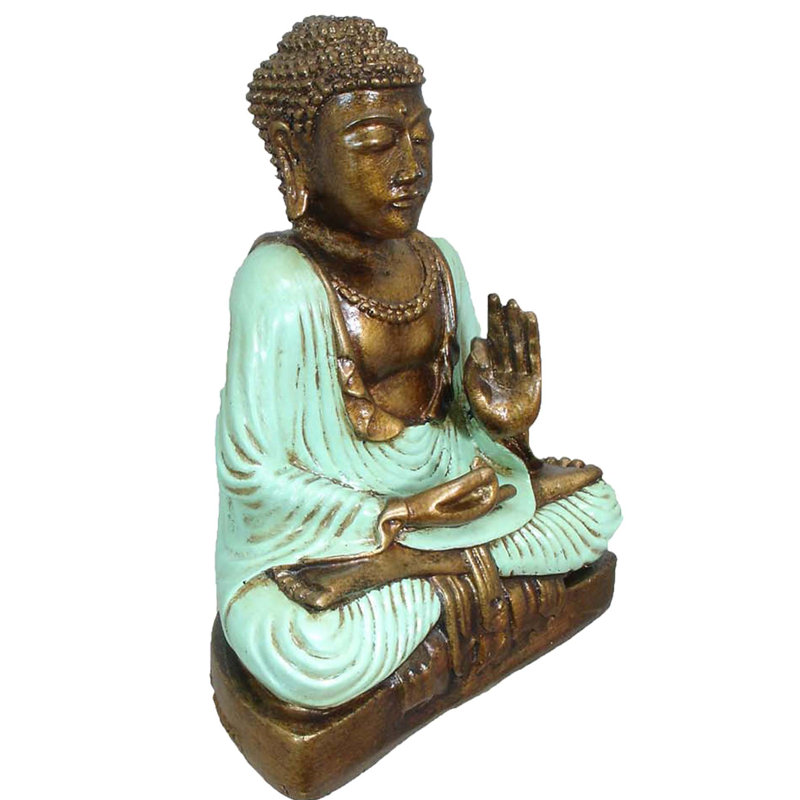 Figurine bouddha bénédiction Ylvi, Bleu sarcelle