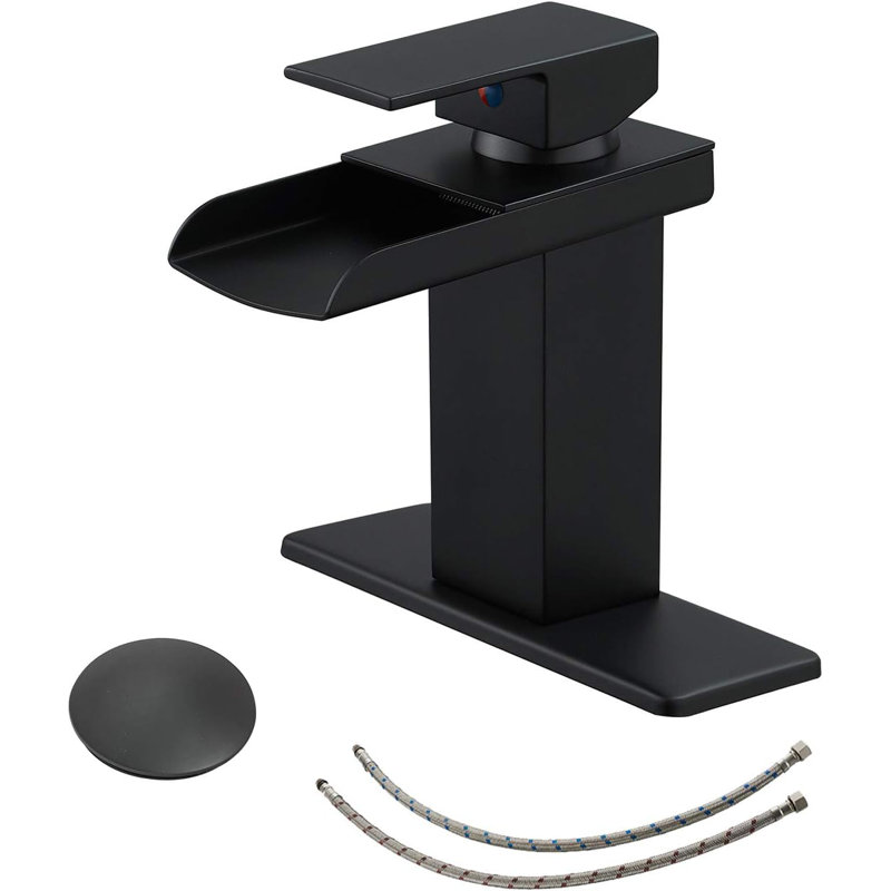 Single-Hole Single-handle Bathroom Faucet with Drain Assembly, Matte Black