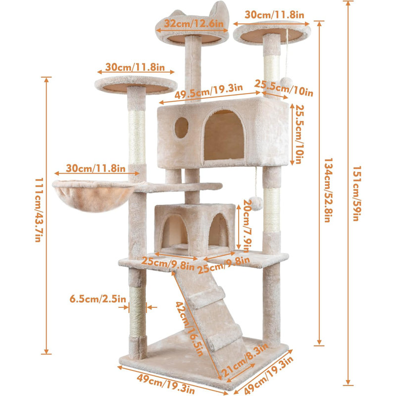 151cm H Cat Tree, Beige
