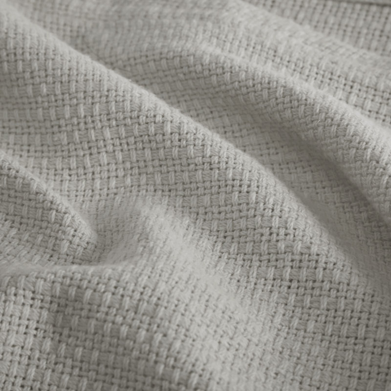 Freshspun Basketweave Grey 100% Cotton Lightweight Cozy Full/Queen Blanket, Queen, Gray