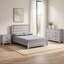 Ensemble de chambre à coucher double, bois de grève gris, crème, bois noir, ensemble de 3 pièces avec table de chevet et commode