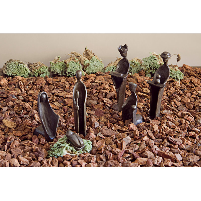 6 Piece Small Iron Nativity Sculpture Set