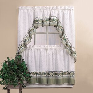 Red Barrel Studio® Swag 56'' W Kitchen Curtain in White/Green & Reviews ...
