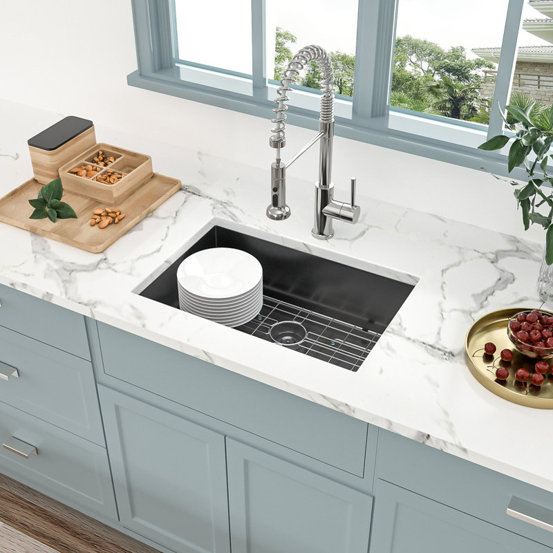 Rectangular Farmhouse Undermount Kitchen Sink with Accessories, 30" L x 18" W