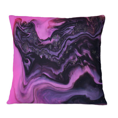 Rose et noir luxueux abstrait Art fluide I - Coussin décoratif imprimé moderne