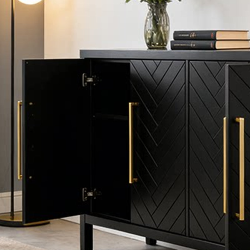 Armoire latérale de style Mid-Century, Noir, H 31,5 po x l 47,24 po x P 15,75 po