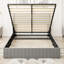 Structure de lit double en métal avec rangement, tête de lit à oreilles, abords de lit, gris, sans sommier tapissier, vérin à gaz de rangement compact, meubles de chambre à coucher gris-1566730134-1566730135