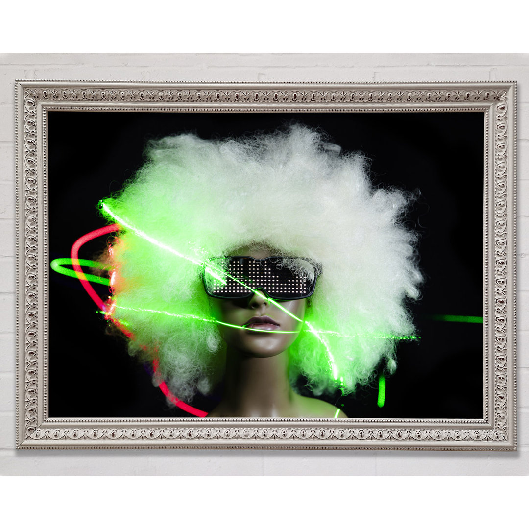 Neon Light Afro Gerahmter Druck