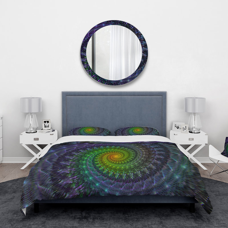 Ensemble de housse de couette spirale géométrique Spiral Fractal, Housse de couette pour grand lit et 2 taies décor