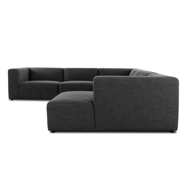 Lawndale 6PC Sectional W/ LAFC-Saxon Charcoal, Right Hand Facing, Saxon Charcoal Polyester Blend