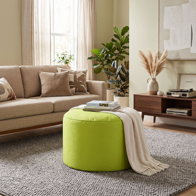  Repose-pieds pouf rond 20 po Goku, hydrofuge, Vert lime