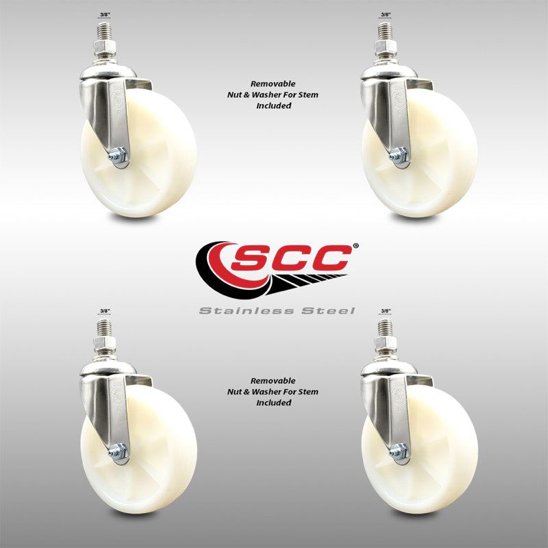 Ensemble de roulettes pivotantes à tige filetée en acier inoxydable 316SS