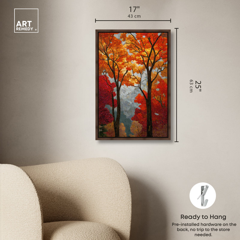 Pixelated Pines II Framed Canvas Print Nature Wall Art by Art Remedy, Black Frame, 10 x 15, 25"H x 17"W, Walnut Frame