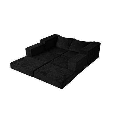 Boneless Cloud Comfortable 6 - pieces Modular Sofa Set with Chenille Upholstery and 4 Pillows, Space-Saving.