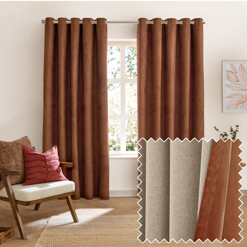 Verso Blackout Curtain Panel Pair, Orange, 137" W x 229" L