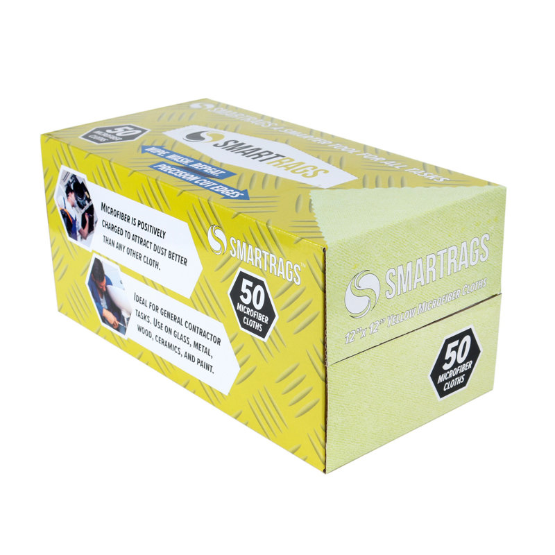 Chiffons de nettoyage en microfibre 12 x 12 Smart Rags (boîte de 50), Jaune