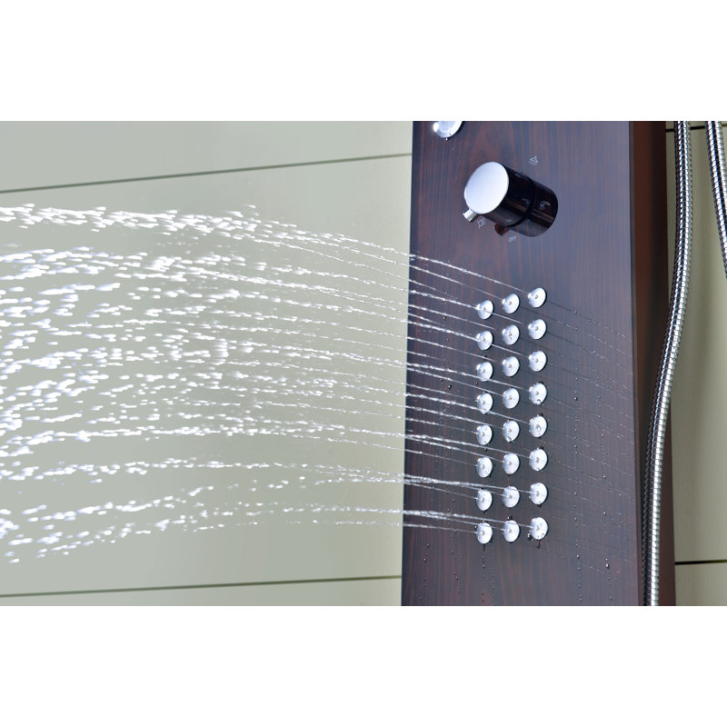 Mahogany and Chrome 61'' Adjustable Shower Panel with Body Jets
