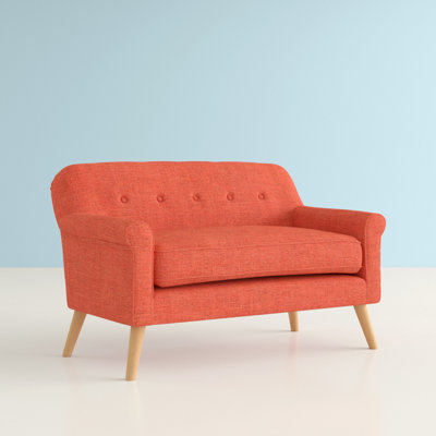 Decato Mid-Century Modern Tufted Loveseat Sofa with Birch Wood Legs