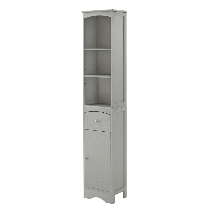 Armoire de rangement de 66,9 po de hauteur avec tiroir et tablette réglable, Gris