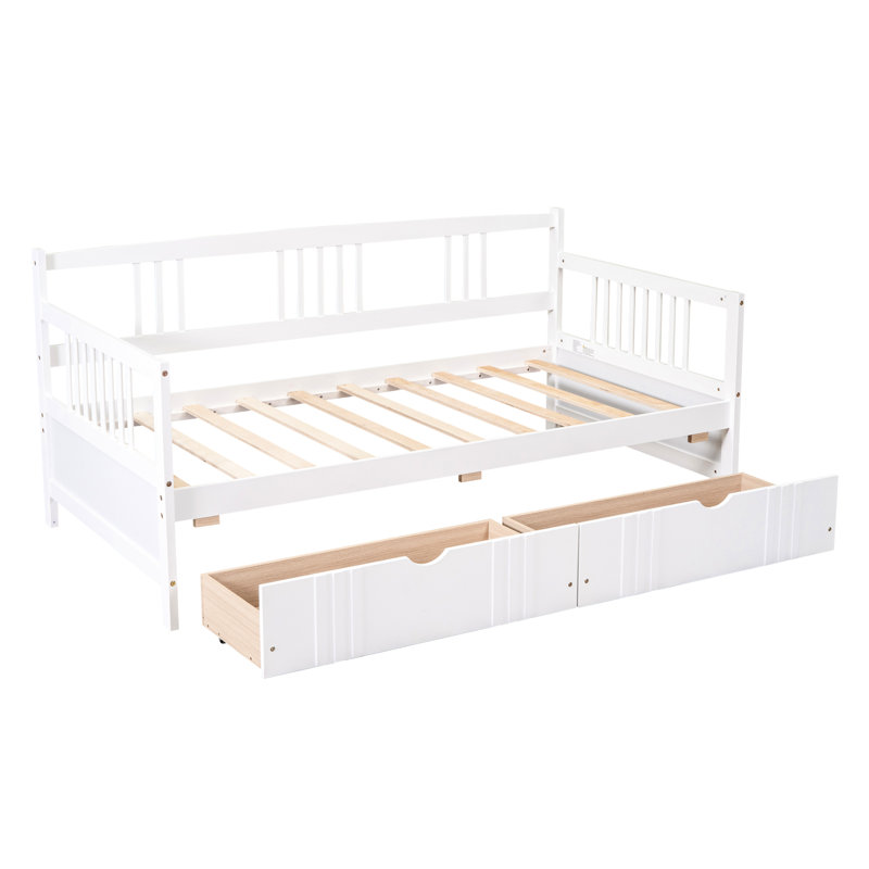 Lit de jour simple blanc avec tiroirs fonctionnels - Améliore votre espace de vie, Blanc