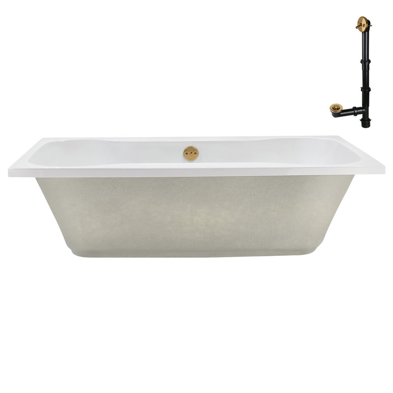 60'' x 32'' Drop-In Soaking Acrylic Bathtub, Brushed Gold