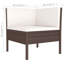 Ensemble de canapé modulaire d'extérieur 3 pièces, coussins, blanc crème, rotin de polyester brun