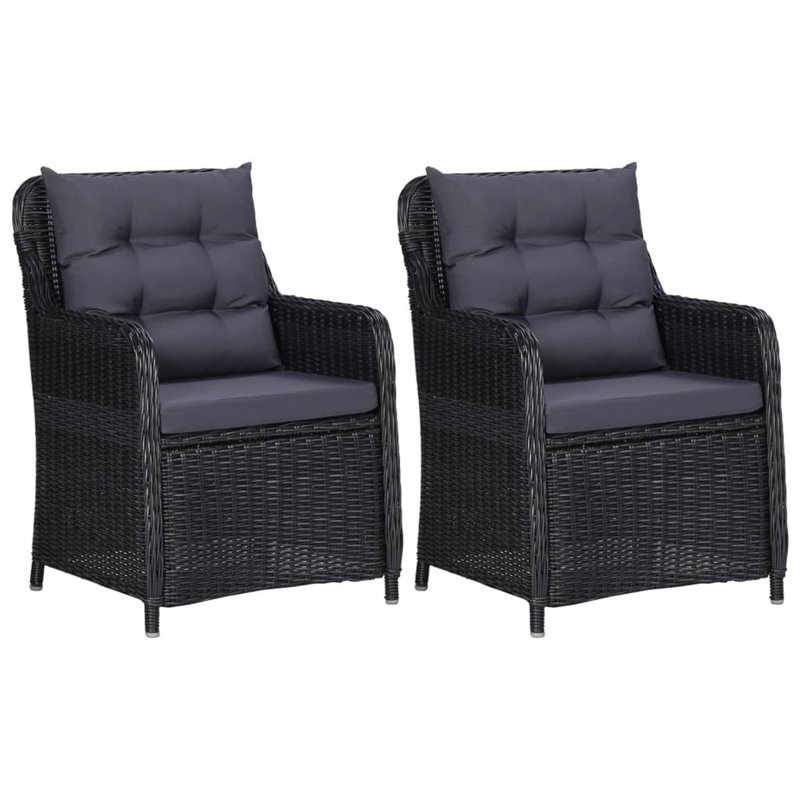 Layana Patio Chair with Cushions, with back cushion, Black