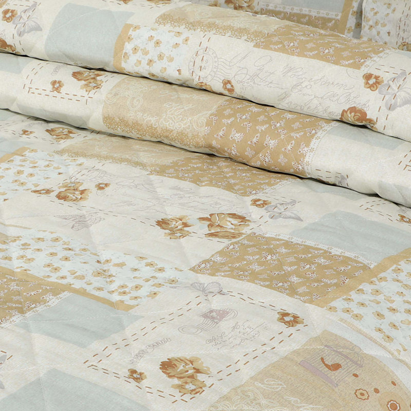 Rickardsville Maya Natural P/C Bedspread Set Quilted Bedspread sets with Bed Comforter Pillowsham, 180 W x 250 L cm