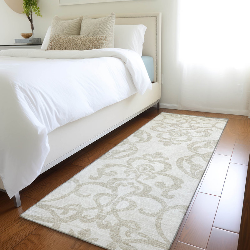 Tapis ivoire Prisco lavable à la machine de qualité supérieure, Tapis de couloir 2 pi 3 po x 7 pi 6 po