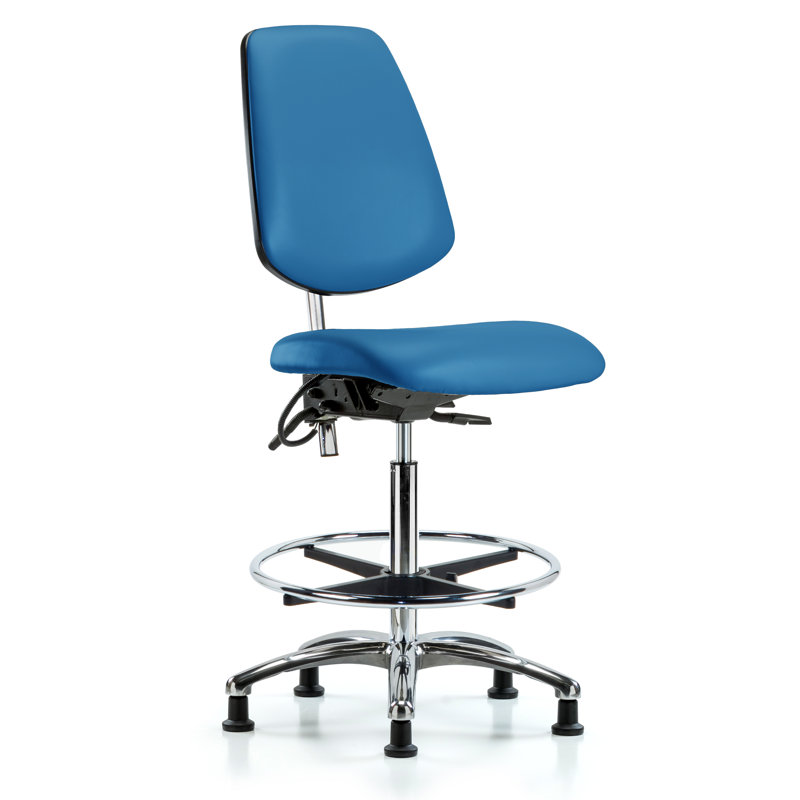 Abigail ESD Vinyl Drafting Chair, Blue, Glides, Included