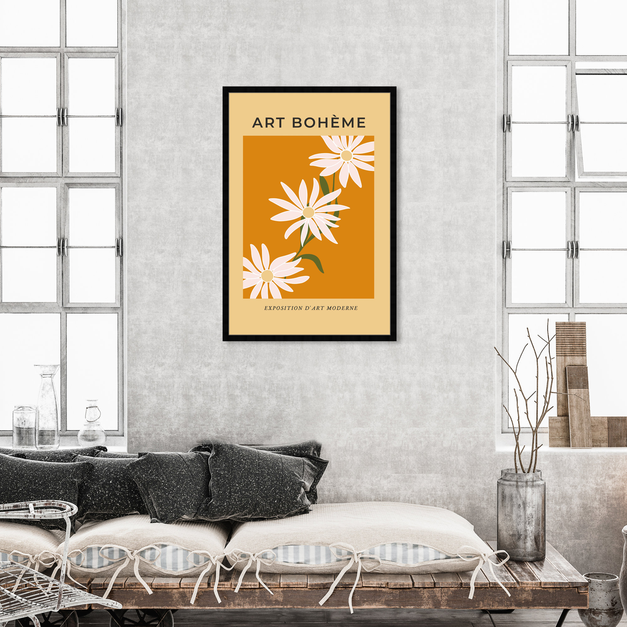 French White Daisy by Oliver Gal, Black Framed Paper, 47" H x 32" W