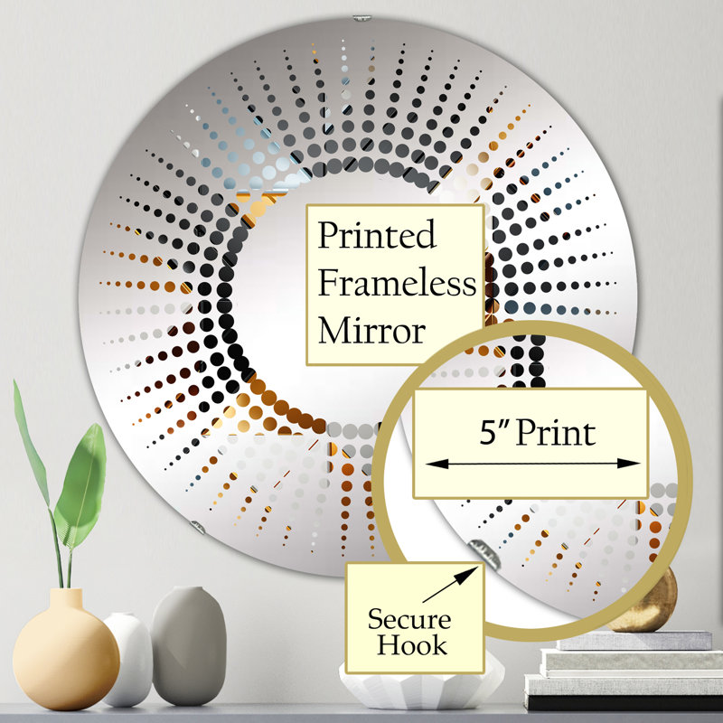 Dimensions de la mosaïque noire et dorée en marbre I - Miroir décoratif Starburst | Rond, 23,6 po x 23,6 po