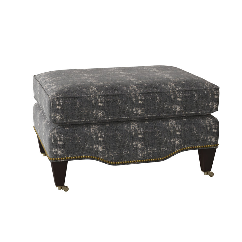 Gideon Ottoman, Stepping Stones Ivory, American Walnut, Antique Brass Small