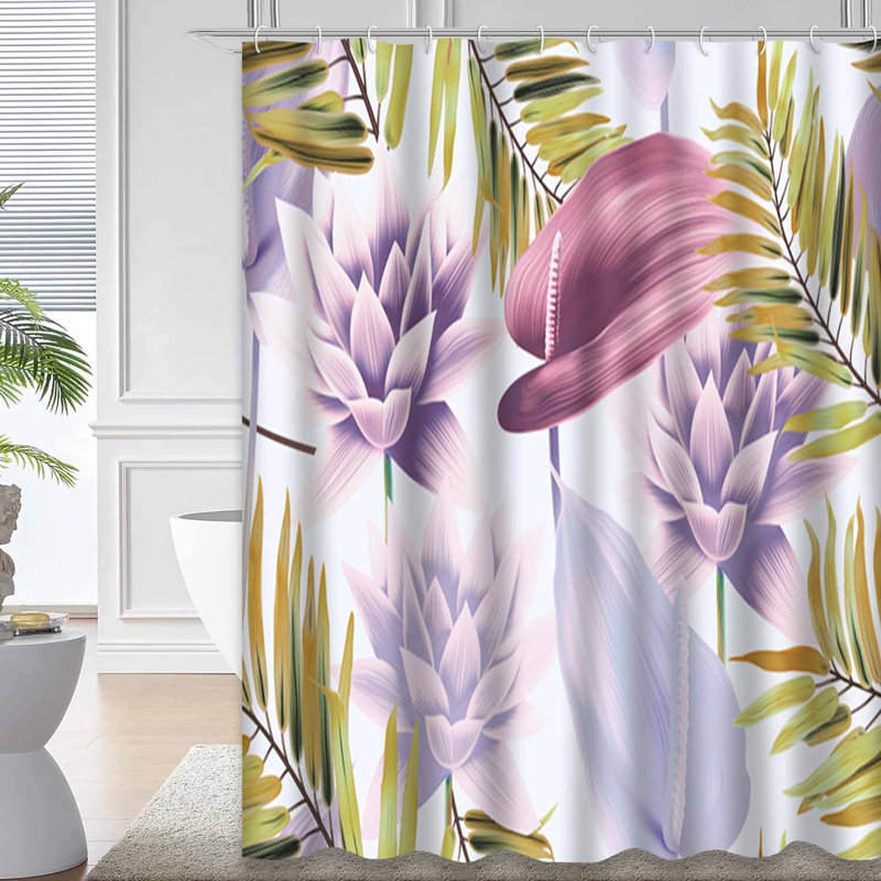Fleurs tropicales colorées, feuilles, qualité, mode, fraîcheur, unique avec 12 crochets, L 72 po x l 72 po