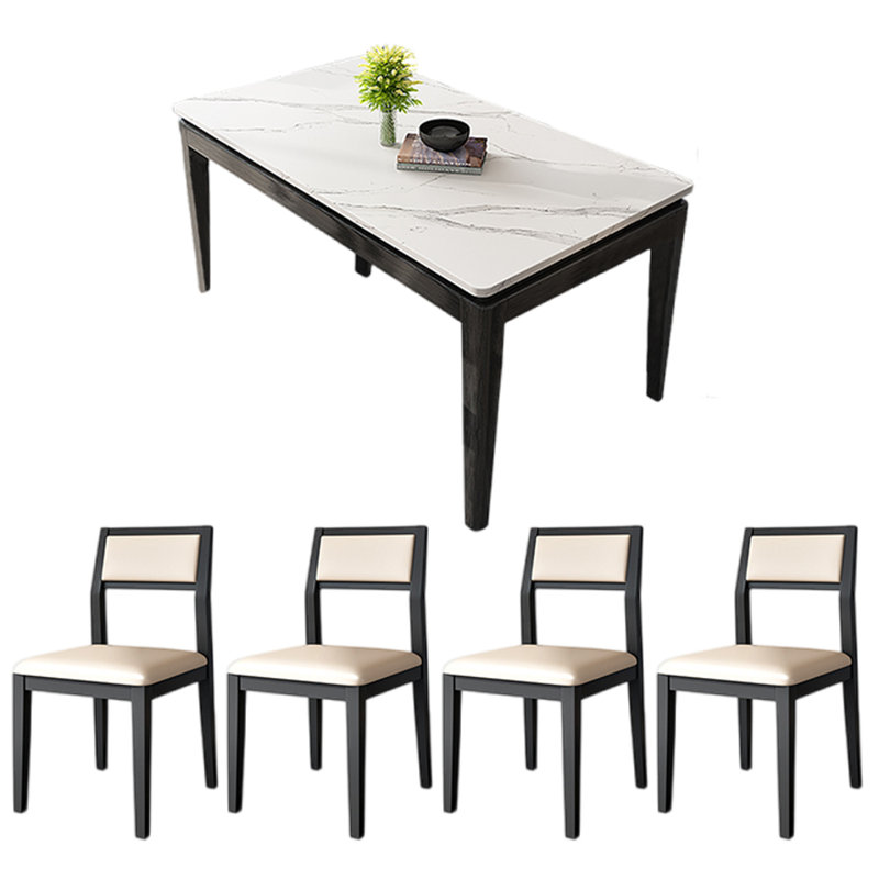 Modern simple household rectangle dining table set, 29.5"H x 63"L x 35.4"W