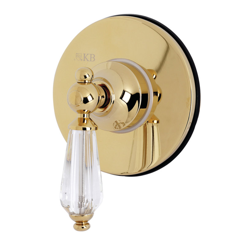 Kingston Brass Willshire Single-Handle Wall Mount Three-Way Diverter Valve with Trim Kit, Polished Brass