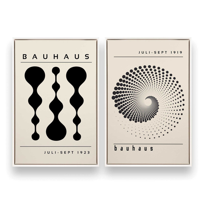 Ensemble de 2 Bauhaus in Motion Duo, Cadre flottant blanc opaque, H 13 po x l 18 po x P 1,75 po