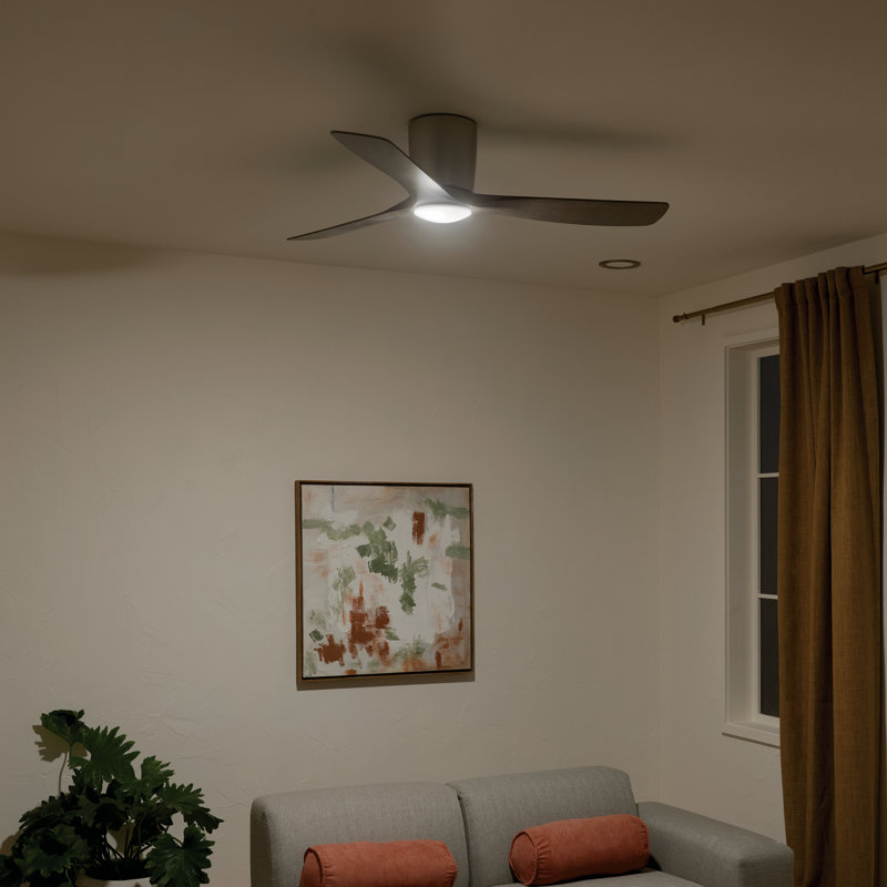 Volos 54'' Ceiling Fan with LED Lights, Brushed Nickel/Distressed Antique Gray