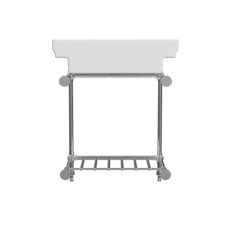 Gloss White Fireclay Rectangular Console Bathroom Sink with Overflow, 8" Centers, Chrome