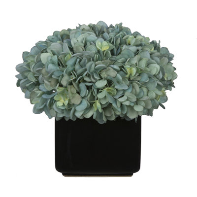 Real Touch Teal Hydrangea Arrangement in Vase