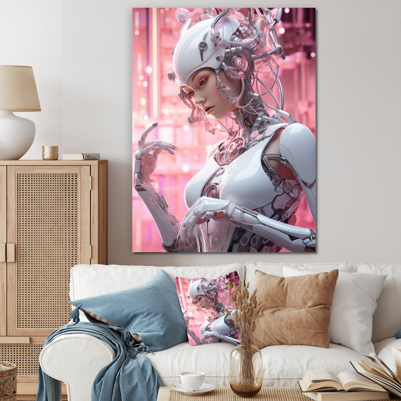 «Femelle robotique adversaire I» sur toile, Toile tendue, H 32 po x l 24 po x P 1 po