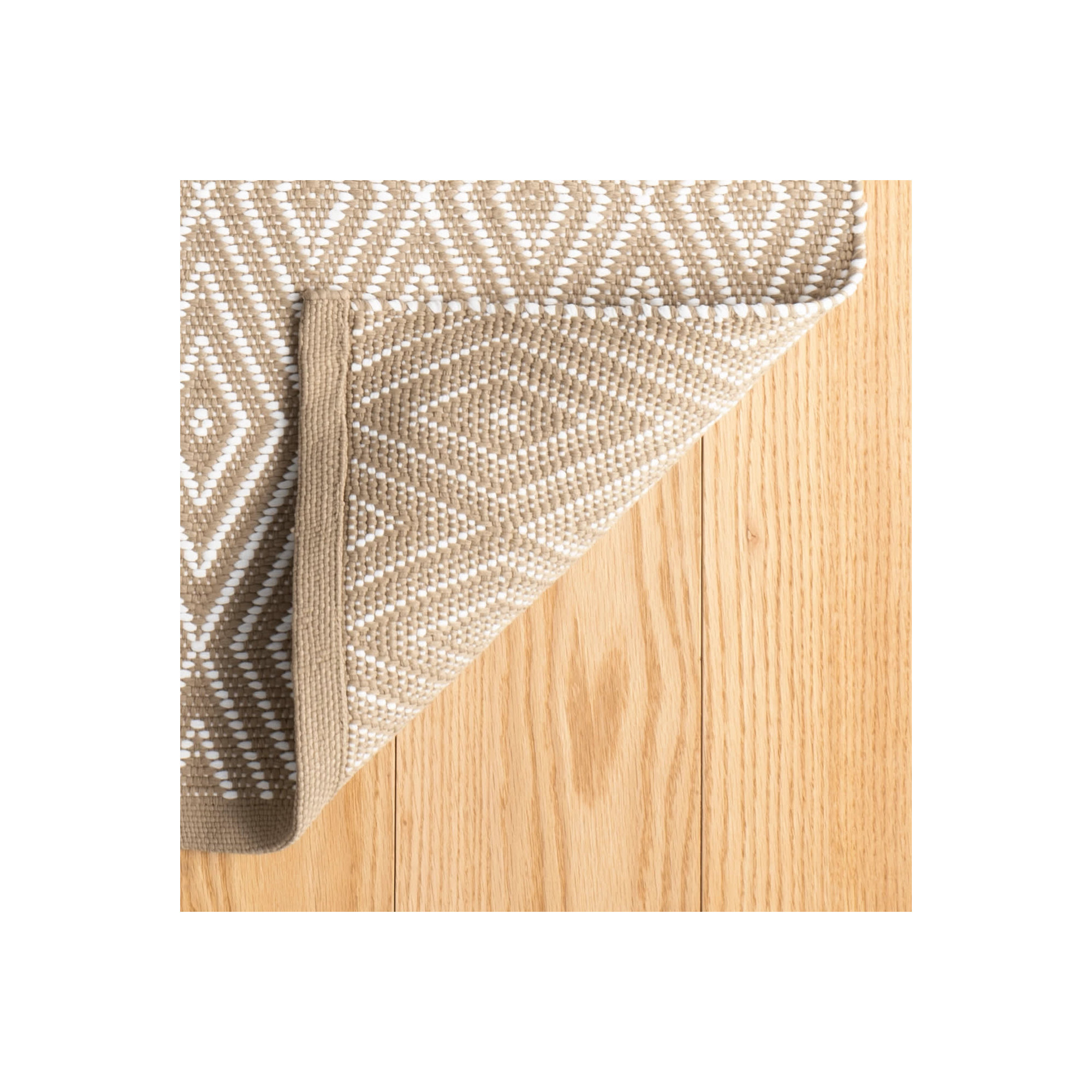 Diamond Handwoven Indoor/Outdoor Rug, Khaki, Runner 2'6" x 18'