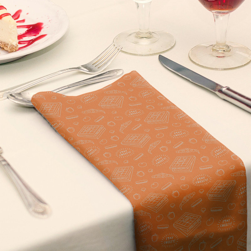 Polyester Abstract Square Napkin, Orange, 0.1" H x 22" W x 22" D, Polyester Twill