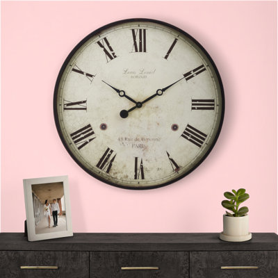 Clocks, 20" Round, Wall Clock, Antique Brown, Transitional