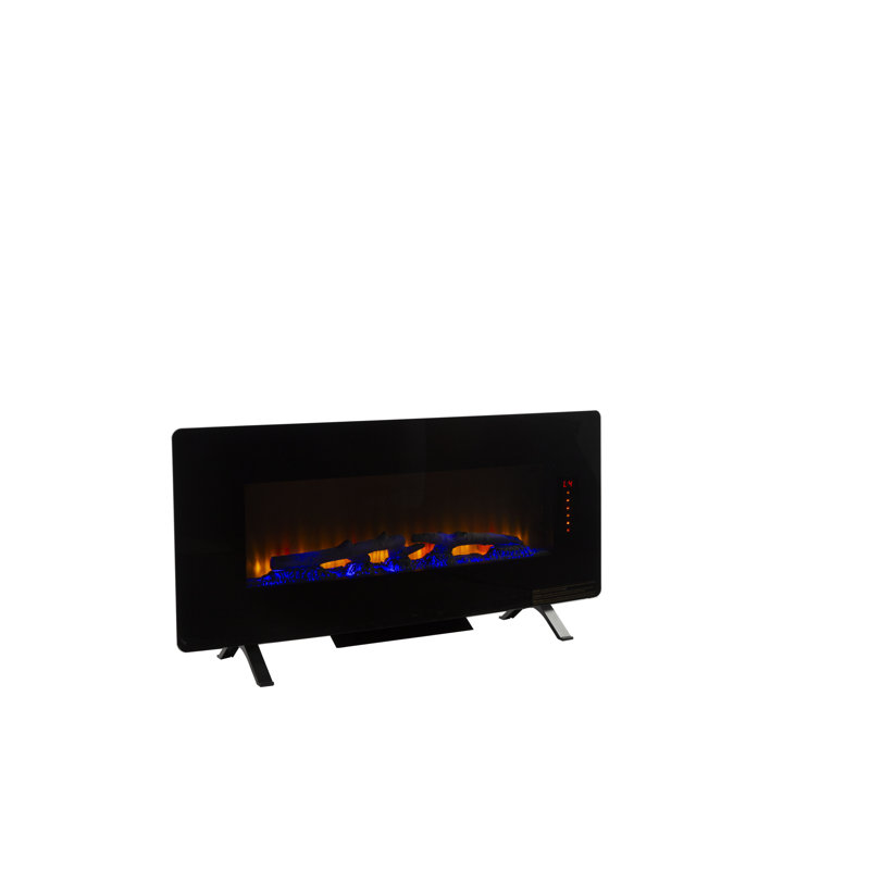 Foyer électrique mural 42 "- verre noir