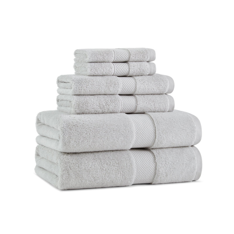 Egyptian-Like Cotton 6pc Towel Set, Fog Gray